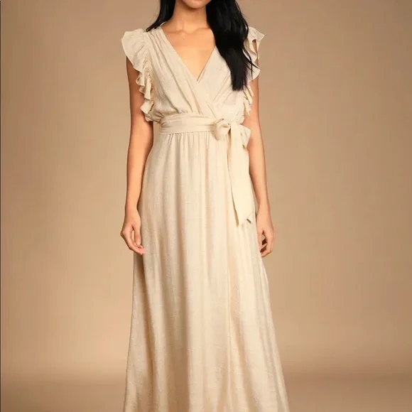 chinese dress ladies Agnes Draped Ruffle Maxi Dress | Oat | Dresses main image 1